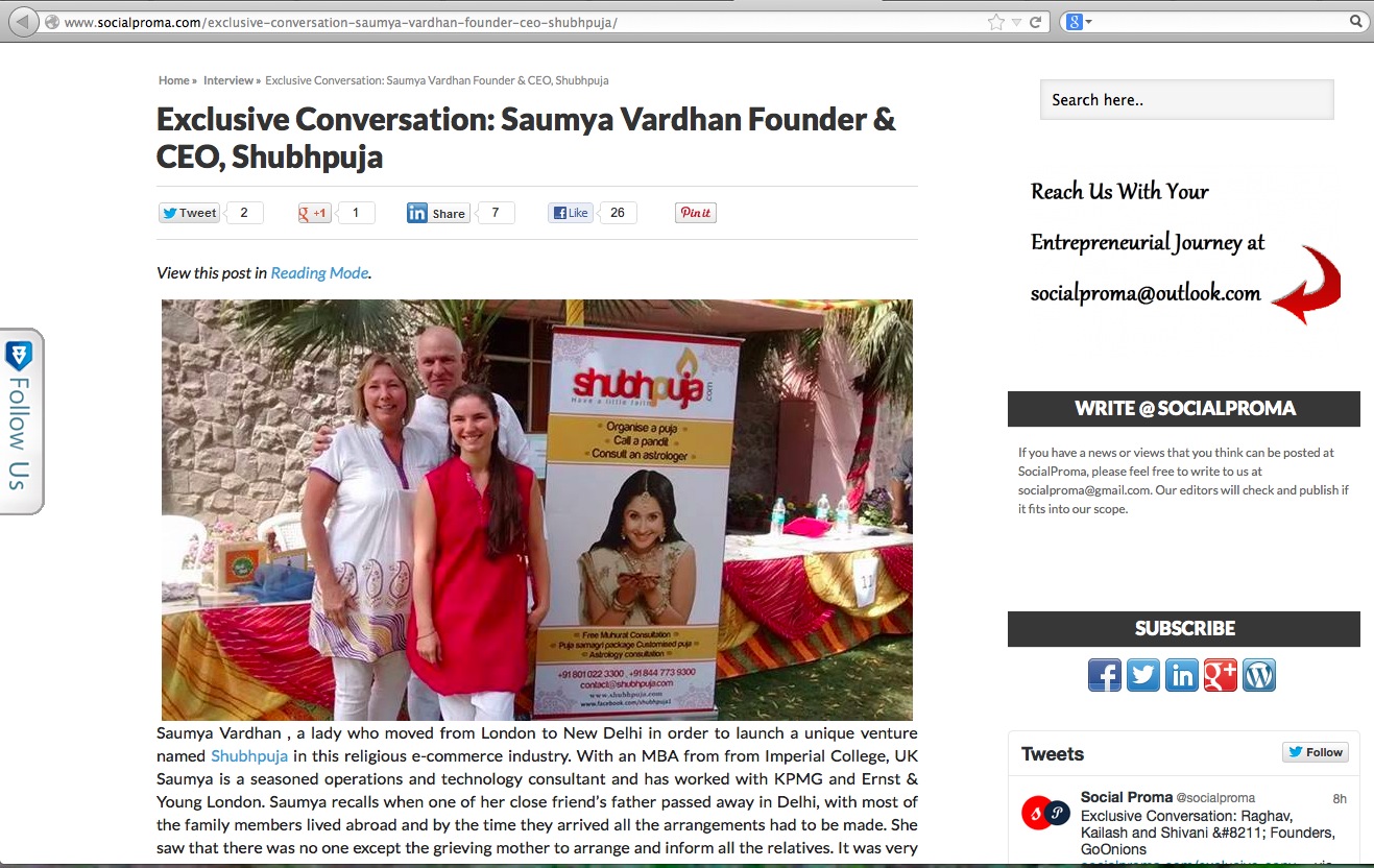 Exclusive Interview | Saumya Vardhan Founder & CEO, Shubhpuja - Featured on SocialProma